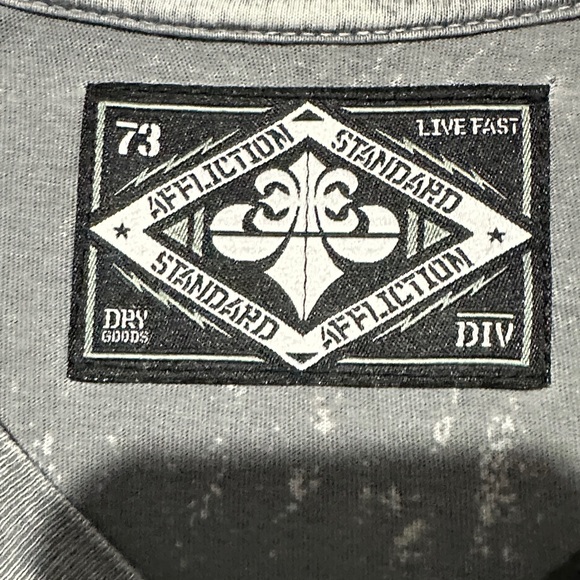 Affliction Gray T-Shirt with Patch and Stitch Detail - Picture 3 of 7